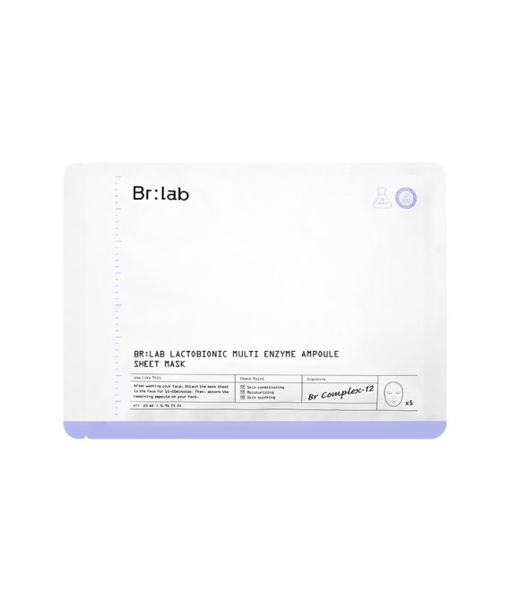 Mặt nạ dưỡng trắng, thu nhỏ lỗ chân lông Br:lab Lactobionic Multi Enzyme Ampoule Sheet Mask (5 miếng)